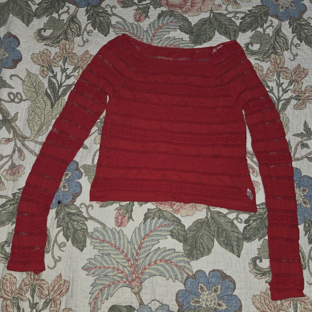 FP Movement by Free People Red Knit Blouse